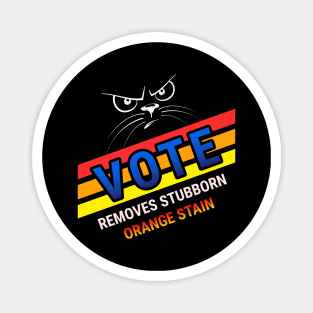 Retro Cat Vote Removes Stubborn Orange Stain Magnet